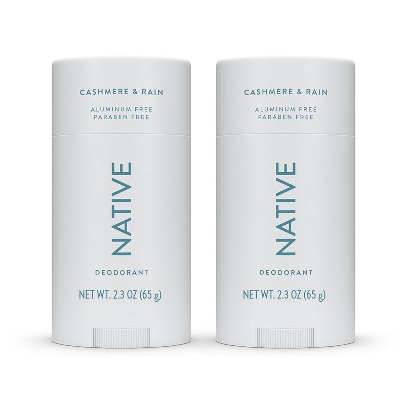 Native Deodorant Contains Naturally Derived Ingredients, 72 Hour Odor Control, Deodorant for Women and Men, Aluminum Free, Cashmere & Rain Scent 2.3 oz (Pack of 2)