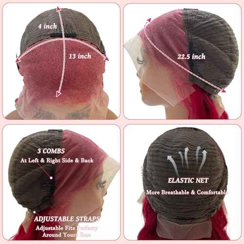 Smavida 99j Burgundy Lace Front Wigs Human Hair Body Wave 13x4 HD Transparent Lace Frontal Wigs for Black Women 180% Density 22 Inch Colored Wine Red Glueless Wig Pre Plucked with Baby Hair