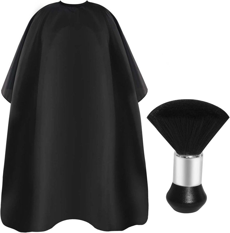 Omvoina Professional Haircut Cape - Adjustable Snap Closure & Neck Duster Brush | Unisex Salon Cape