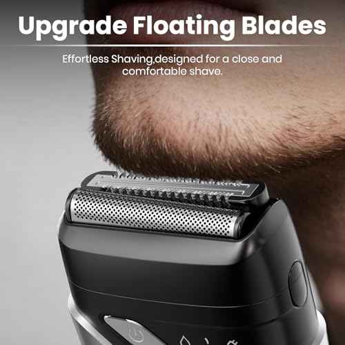 Ufree Foil Shaver for Men,? Electric Razor with 2 Foil Heads, IPX7 Waterproof Electric Shaver, Wet Dry Cordless Razor, Chargeable Portable Shavers for Men, Silver