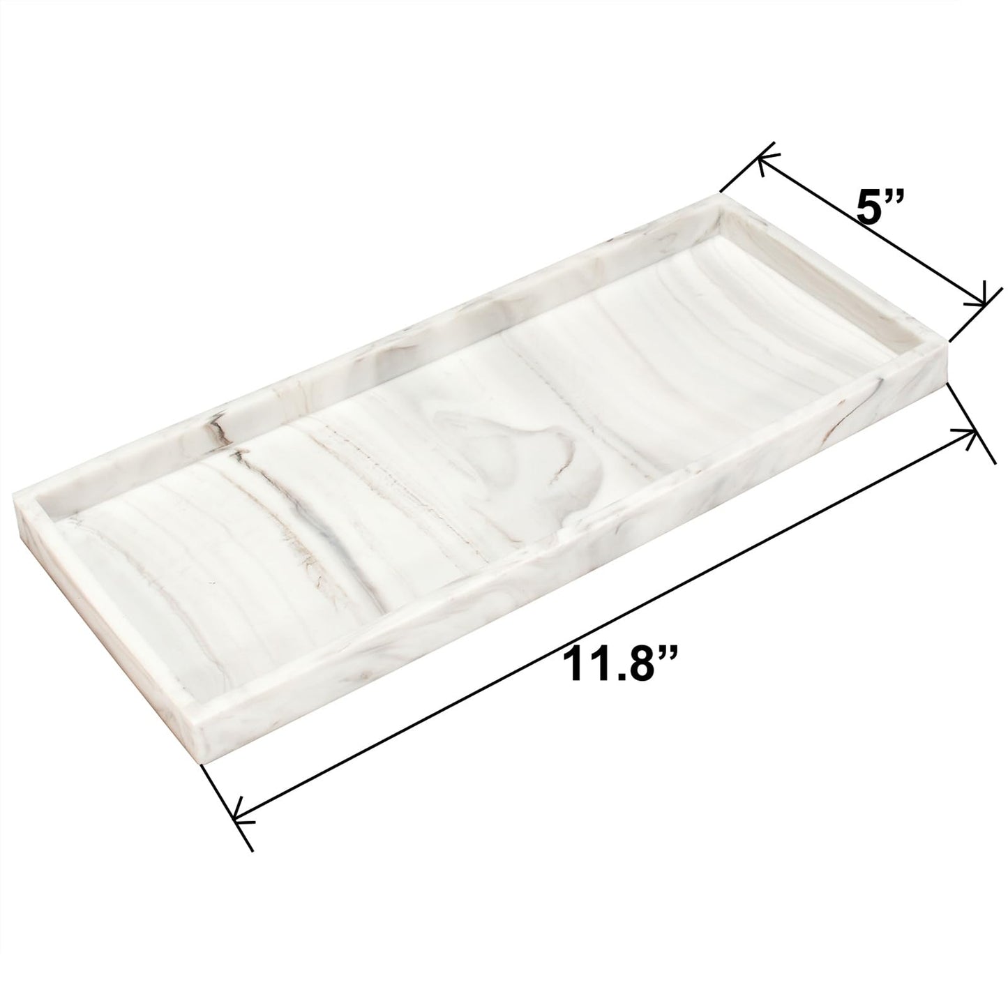 DNC Silicone Bathroom Vanity Tray for Counter, 11.8" Kitchen Sink Soap Tray for Dish Holder Dispenser Countertop Toilet Tank Decor Organizer