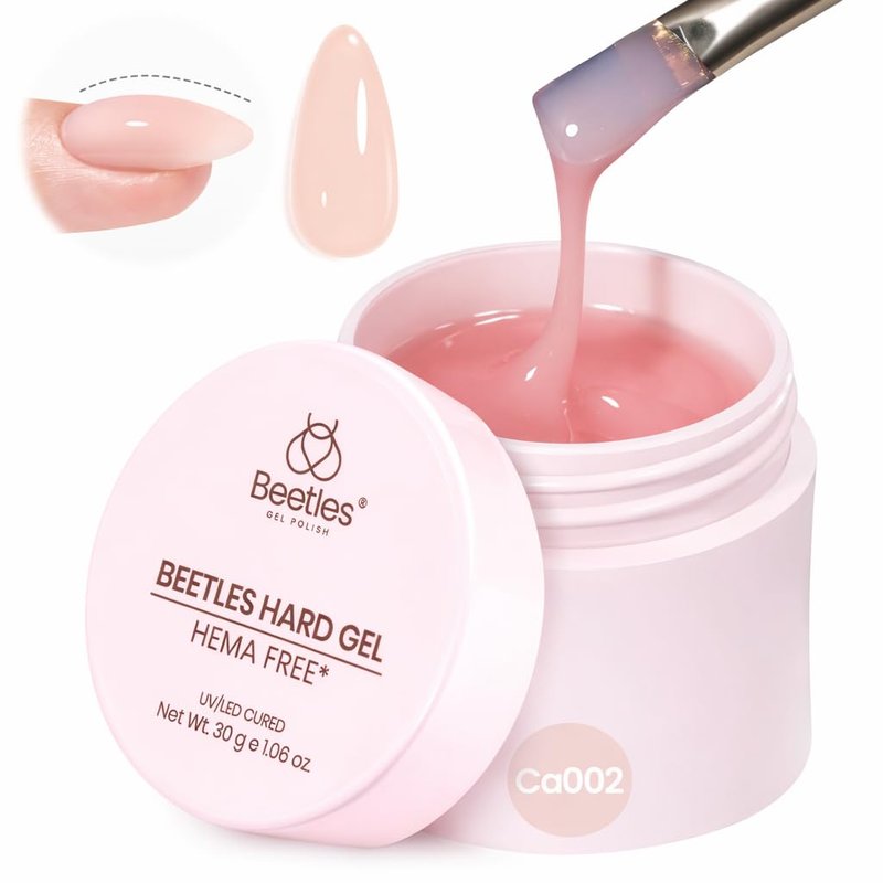 Beetles HEMA-Free Hard Gel for Nails-1.06oz 9 in 1 Jelly Nude UV/LED Lamp Cured Sculpting Stengthener Gel for Nail Extension & Nail High Hardness Nails for Manicurist Women