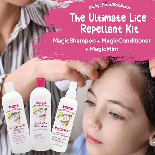 Fairy LiceMothers - 16 oz MagicHalo Shampoo, Conditioner, 8 oz Hair Spray Lice Treatment Kit
