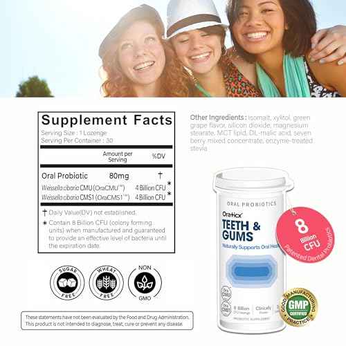 OraTicx Teeth & Gums Oral Probiotics, 8 Billion CFU - Naturally Supports Oral Health, Fresh Breath, and Immunity, Dental Probiotic Supplement, Grape Flavor 30 Lozenges 4-Pack