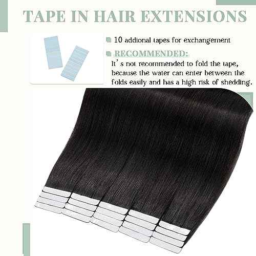 Rich Choices Tape in Hair Extensions Human Hair, 40pcs 100g 100% Remy Tape Hair Extensions Real Human Hair,Seamless Balayage Skin Weft Tape in Hair Extension 22 Inch #1B Natural Black