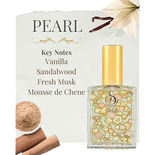 The Sage Lifestyle Pearl Organic Perfume Spray, Vanilla Perfume for Women, Sandalwood, Soft Musk, Gourmand Subtle Soft Fragrance, Luxury Long Lasting Clean Scent Vegan & Cruelty Free Made in USA, 2 oz