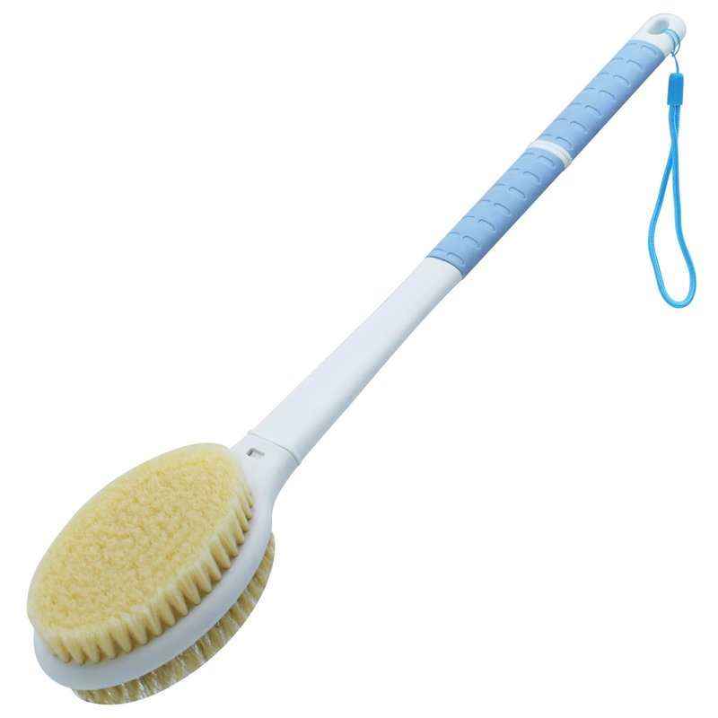 Shower Brush with Soft and Stiff Bristles,17.5" Long Handle Dual-Side Back Scrubber Bath Brush Body Exfoliator for Wet or Dry Brushing (Long Handle)