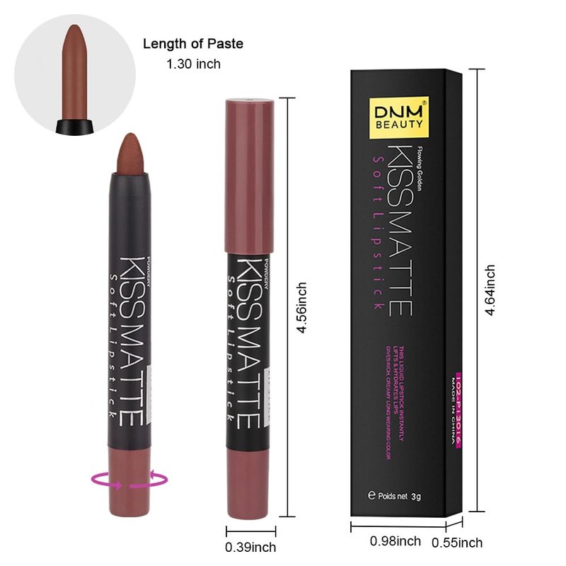 BINGBRUSH Smooth Longwear Lipstick Pack Set, Matte Color Stick Ultimate Lip Crayon for Makeup Collection - Waterproof Velvet Lipgloss Lip Stain (08#)