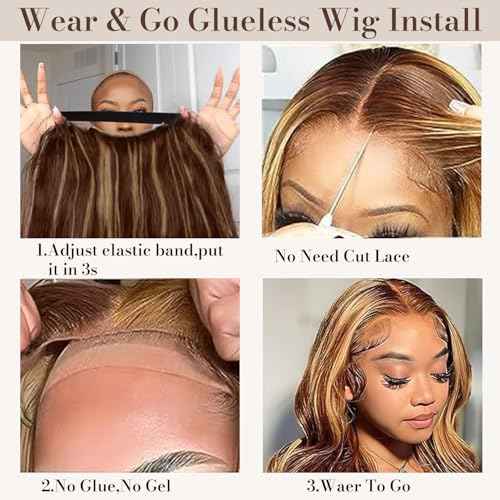 Honey Blonde Ombre Wig Human Hair 30inch Ombre Lace Front Wig Human Hair Loose Body Wave 9x6 Glueless Wigs Human Hair Pre Plucked Pre Cut 4/27 Lace Front Wig 220% Density