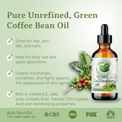 Bella Terra Oils - Green Coffee Bean Oil 8 oz - Celebrating the Aromatic Intensity of Green Oil, Filled with Essential Nutrients for a Refreshed Look