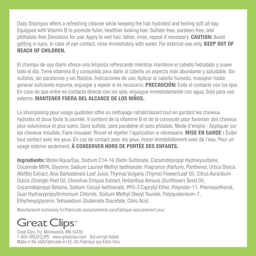 GREAT CLIPS LATITUDE Daily Hydrating Shampoo | Men's Shampoo that Promotes Full + Healthy Hair | For All Hair Types | 32oz