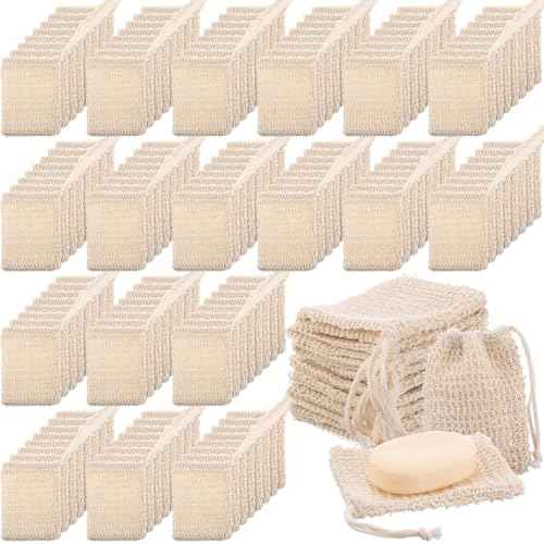 Rtteri 360 Pcs Soap Exfoliating Bag, Natural Sisal Soap Pouch Saver Body Shower Bar Mesh Body Net with Drawstring for Foaming and Drying