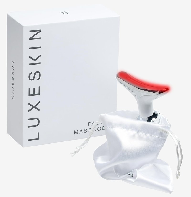 LuxeSkin 7 Color LED Red Light Therapy Facial Massager for Face and Neck, Electric Facial Tool for Skin Care with Vibration, Warm Mode & Travel Bag