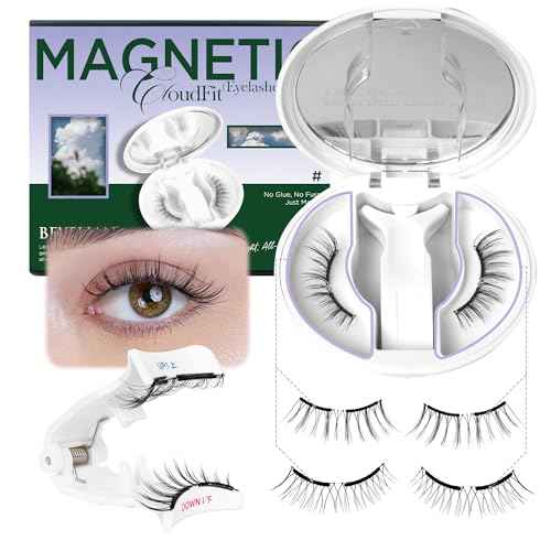 BEYELIAN Portable Magnetic Eyelashes with Applicator, Upgrade Soft Magnetic Lashes No Glue Needed Magnetic Eyelashes Natural Look, Reusable, Fales Eyelashes for Eye YT25 (All-In-One & Comfortable)
