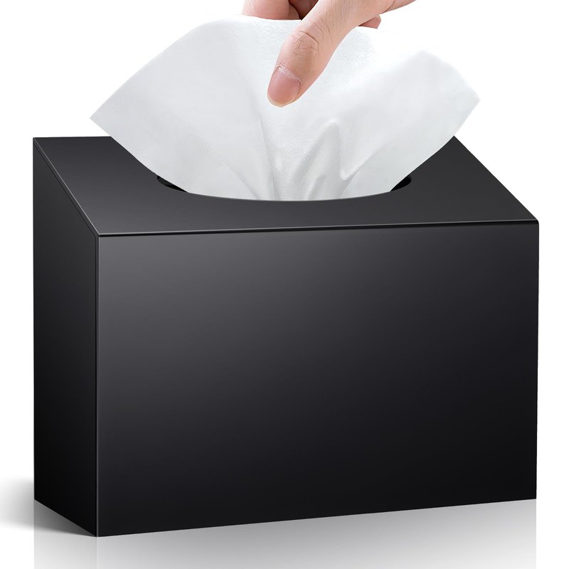 Acrylic Hand Towel Box Cover Compatible with Kleenex Disposable Hand Towels Wall-Mounted Paper Towel Dispenser Suitable for Tabletop, Bathroom, Car, and Office Use Valentine's Day Gifts (Black)