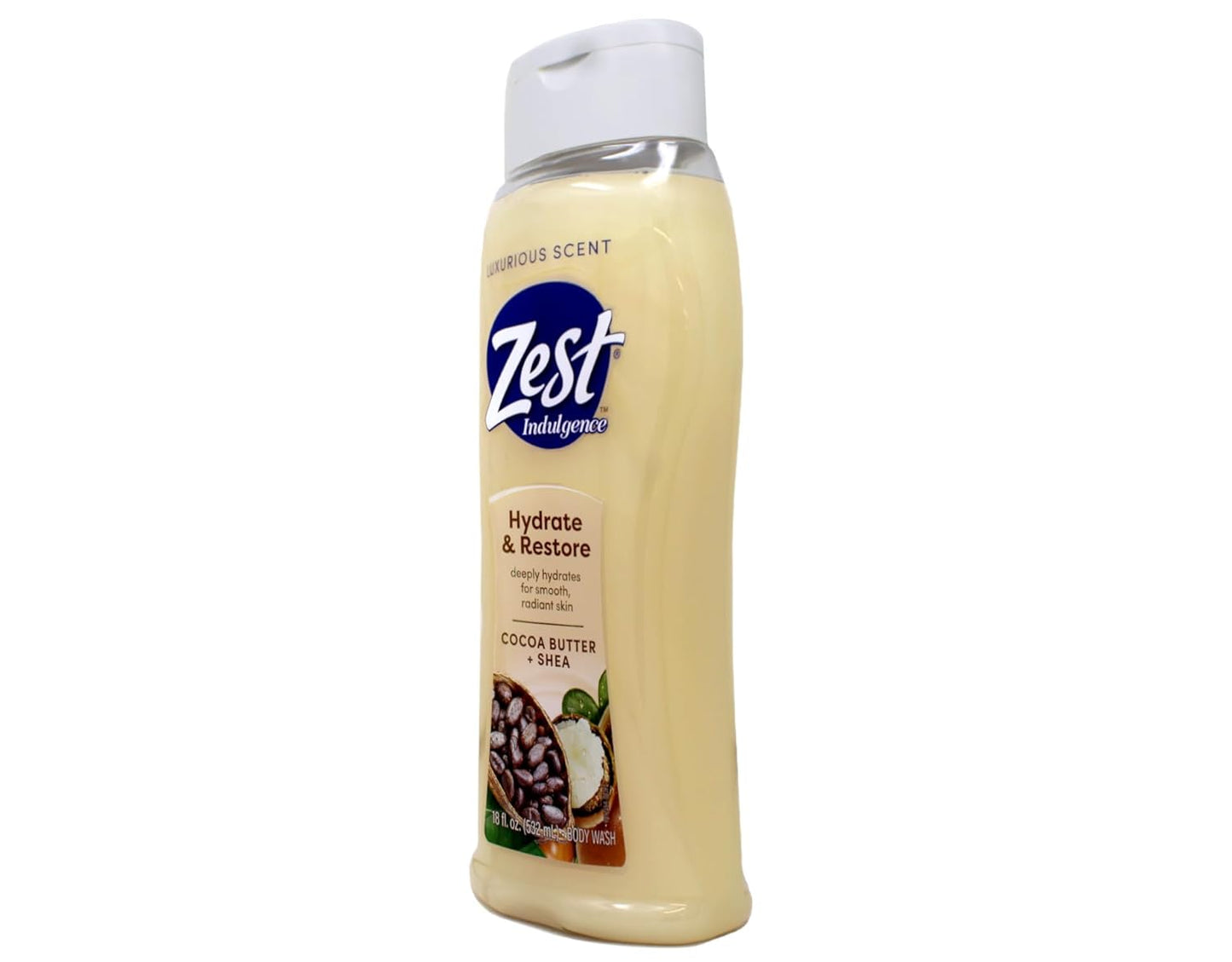 Zest Body Wash - Creamy Cocoa Butter & Shea Moisturizing Formula | 18 Fl Oz