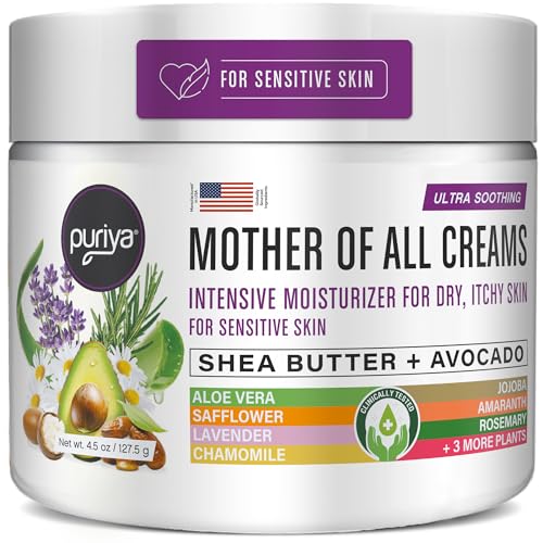 Puriya Intensive Moisturizer with Honey, Shea Butter, Hydrating, Soothing for Dry, Irritated, Sensitive Skin, Daily Multi Purpose Cream for Hands, Body, Long Lasting, Plant Based Mother of All Creams