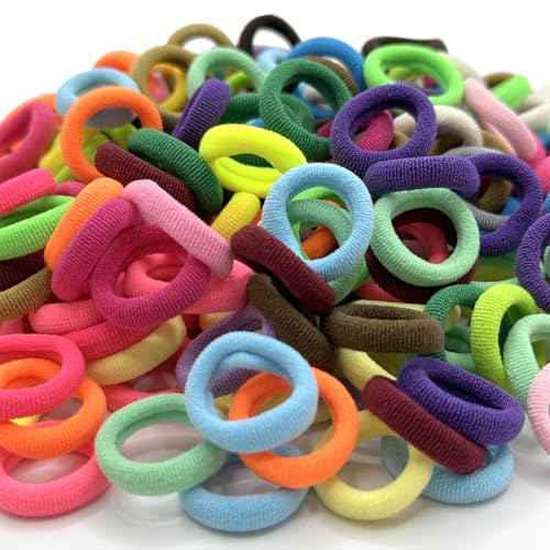 288 Pcs Toddler Hair Ties, Soft Seamless Cotton Hair Ties, Multicolor Small Hair Bands for Little Girls and Kids, Elastic Hair Accessories Ponytail Holders (24 Colors)