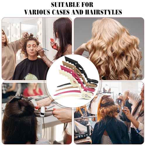 Havawish 12 Pcs Alligator Clips for Hair Styling Matte Alligator Crocodile Clips for Women Hair Sectioning(Black White Pink Brown)