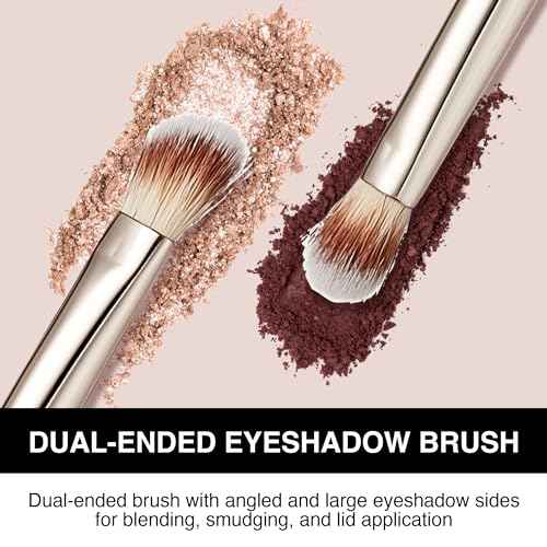 KISS NEW YORK Professional Dual Ended Eyeshadow Brush, Angled & Large Brush for Precise Shaping, Smudging Eyeshadow Application, Blending & Set Target Area