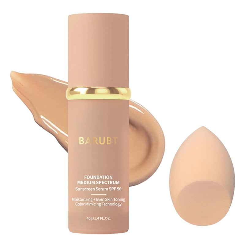 BARUBT 4 in 1 Color Changing Foundation with SPF 50 - Moisturizing Medium-Full Coverage Concealer, Medium Spectrum Foundation Cream, Long-Lasting Lightweight Makeup Liquid