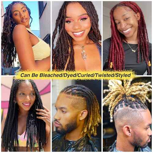 Loc Extensions Human Hair Dreads Extensions for Men Women Dreadlock Extensions Real Human Hair Locs Extension Natural Black Full Handmade Permanent Locs Hair Extensions (0.6cm 1B 8 Inch 60 Strands)