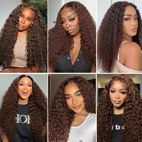 ONICE Wear And Go Glueless Wigs Human Hair Pre Plucked Pre Cut 5x5 HD Lace Closure Human Hair Wigs For Black Women Upgraded No Glue Deep Wave Lace Front Wigs Human Hair(Chocolate Brown,18Inch)