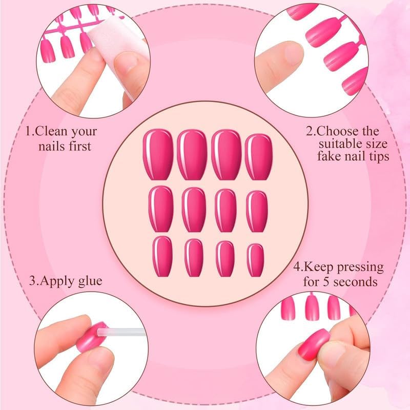 Skiennix Medium Square False Nails - 720 Pieces Ballerina Coffin Press-On Nails in Bright Colors