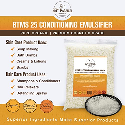 33RD PARALLEL | BTMS 25 (5 lbs / 80 oz) Bulk Conditioning Emulsifier | Behentrimonium Methosulfate Cetearyl Alcohol Emulsifying Conditioner | (5 POUNDS)