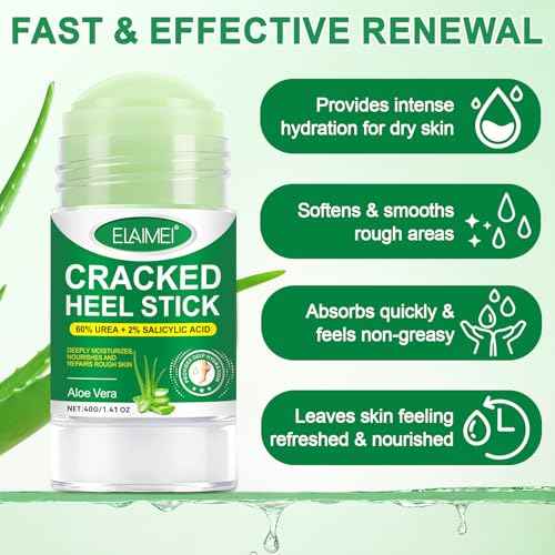 60% Urea plus 2% Salicylic Acid Foot Care Stick, Deep Hydration Soften & Smooth Thickened Areas, Intensive Moisturizer Repairs for Dry, Cracked Heels & Thickened Skin (1.41 Ounce, Aloe Vera)