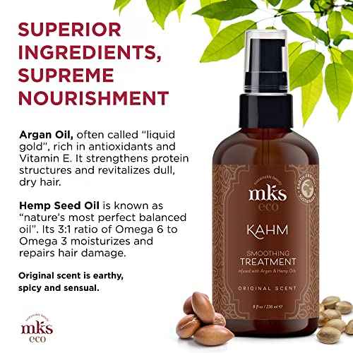 Earthly Body MKS eco Kahm Smoothing Hair Treatment, Original Scent - Vegetable Keratin Protein, Moroccan Argan Oil, Hemp Seed Oil - Vegan & Cruelty Free Conditioner - 1 Count