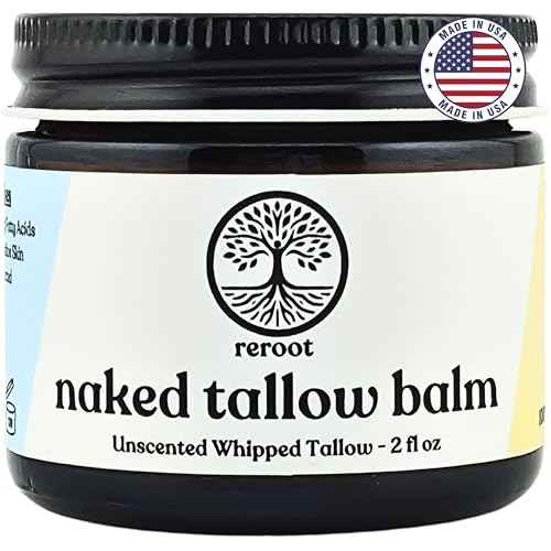 Beef Tallow Balm for Skin | NAKED TALLOW BALM | 1 Ingredient - 100% Grass Fed Tallow | Whole Body & Face Moisturizer | Whipped & UNSCENTED for Sensititve Dry Skin, Babies, Eczema, Psoriasis, Rosacea (2oz)