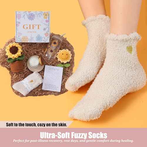 Sunflower Gifts for Women, 7pcs Self Care Get Well Soon Gift Basket ? Relaxing Spa Care Package, Thinking of You Birthday Sympathy Gift Box for Mom, Friend, Sister