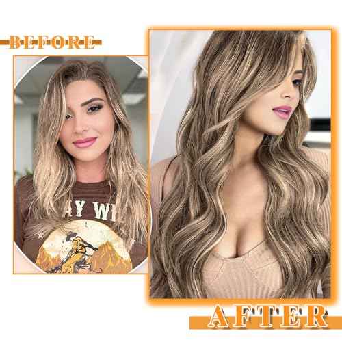 YDDM Tape in Hair Extensions, 20pcs 20 Inch Balayage Gold Brown Mixed Dark Blonde Straight 100% Remy Human Hair Seamless Invisible Tape in Hair Extensions Human Hair(10/10/22#, 20 Inch)