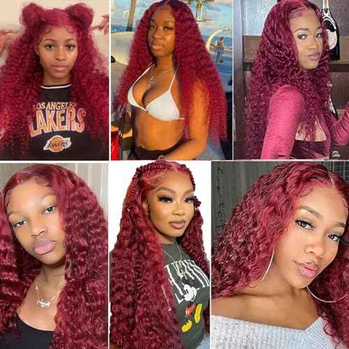 99J Human Hair Bundles Wine Red Water Wave 3 Bundles 30 32 34 Inch Brazilian Unprocessed Virgin Burgundy Bundle 99J Water Wave Bundle