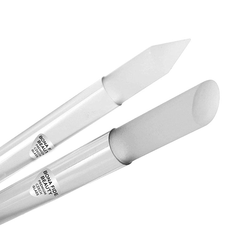BONA FIDE BEAUTY Glass Cuticle Pusher - Dual Ended Manicure Stick - Premium Czech Tools