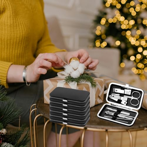 24pack Manicure Set in Bulk, Nail Clippers Kit Stainless Steel Fingernail Clippers Set, Sturdy Nail Tip Cutter Trimmers Professional Grooming Toenail Clippers Personal Pedicure Kits (8-in-1, Black)