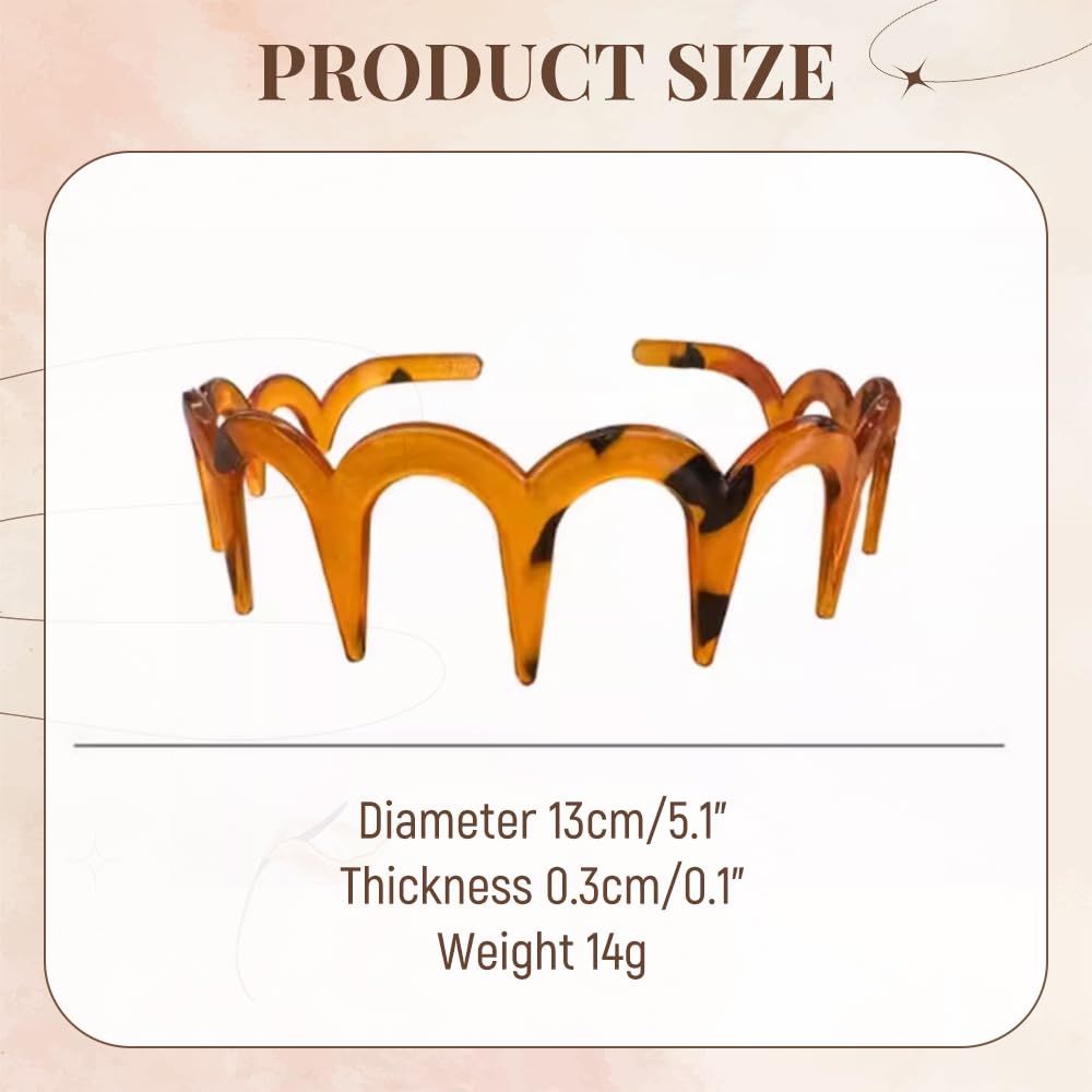 Versatile Styling Headbands for Women and Girls, U Shape Fashion Tooth Hair Comb Headband, High Cranium Head Bands with Teeth, Hair Accessories Reversible Korean Headbands (Amber & Black, One Size)