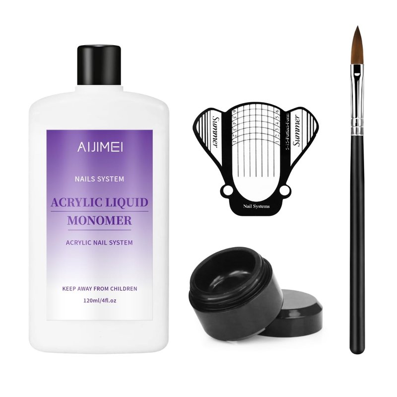 AIJIMEI Monomer acrylic nail liquid 120ml Acrylic Liquid Monomer Acrylic Professional Liquid Monomer Suitable for Acrylic Nail Extension Suitable for Beginners DIY Home Nail Salon Use