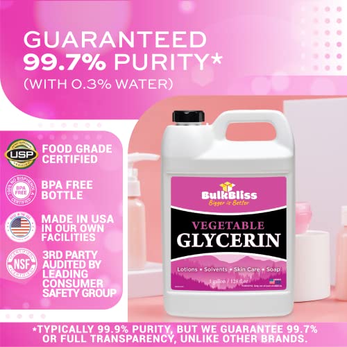 Vegetable Glycerine Food Grade, Non-GMO for Skin, Crafts - 1 Gallon Glycerin Liquid