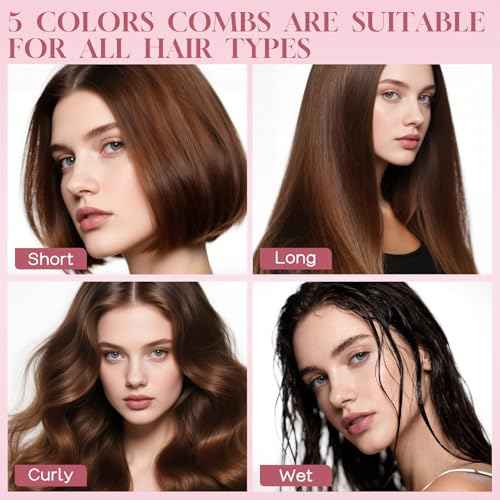 Hair Combs Bulk Disposable Combs for Homeless,Colorful Hair Combs Individually Wrapped for Women Men Shelter Hotel Nursing Home Charity£¨Yellow Green Purple Pink Black£© (pack of 200)