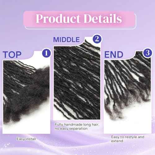 Sisterlocks Locs Extesnions Human Hair 0.2cm Thickness Micro Curly Tips, Full Handmade Interlocking Permanent Soft Dreadlock Extensions Natural Looking Locs (1B# 0.2cm, 10 Inch 70 Strands)
