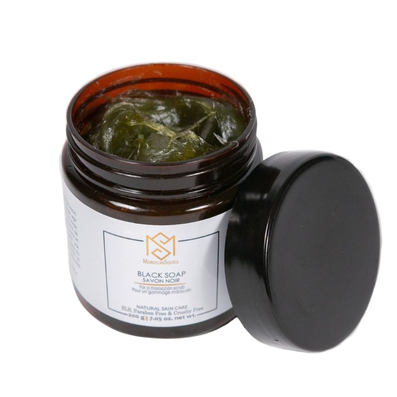 MS Moroccan Black Soap with Orange Blossom - Natural Skincare for Softening & Exfoliation, Removes Dry Skin and Impurities, Prepares Skin for Effortless Exfoliation, Paraben-Free, Cruelty-Free, 200g
