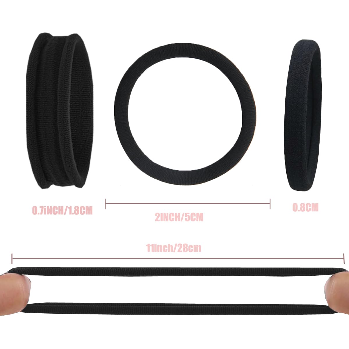 Thick Seamless Hair Ties - 20pcs Heavy-Duty Elastics for Curly & Long Hair | No Damage, No Tangle, Perfect for Updos & Braids