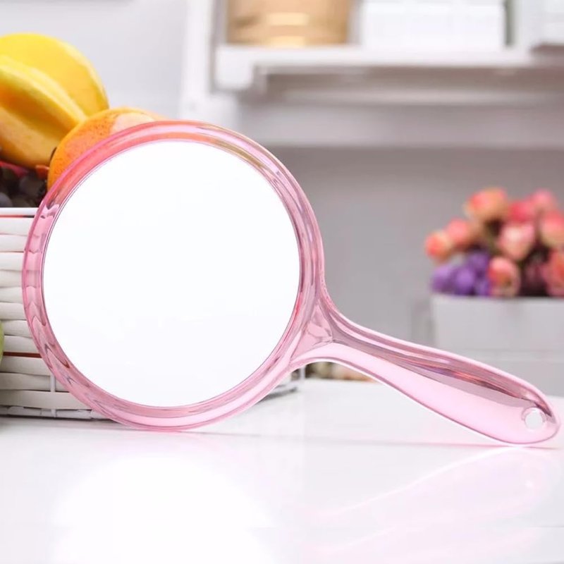 GSHLLO Double Sided Makeup Hand Mirror Handheld Travel Mirror Portable Cosmetic Mirror Hand Held 2X Magnifying Mirrors Hairdressing Hand Mirror Round Barber Mirror with Handle Purple