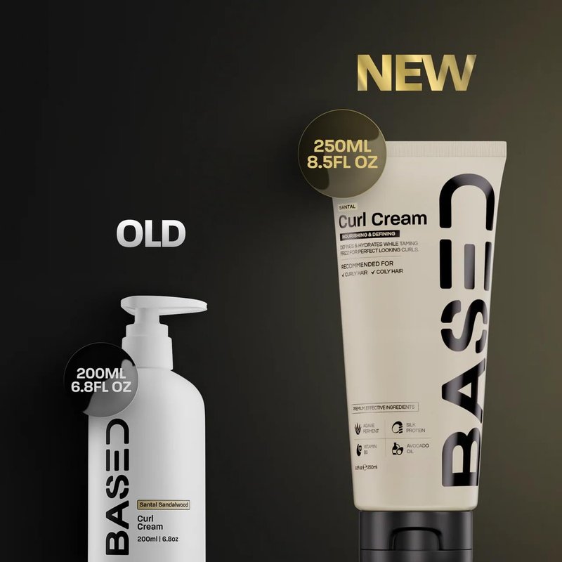 BASED Curl Cream for Men, Curl Defining Cream for Curly Hair, No Harsh Chemicals or Artificial Fragrance, Medium Hold, Hydrates & Nourishes with Agave, Silk Protein & Castor Oil, 8.5 oz (Pack of 1)