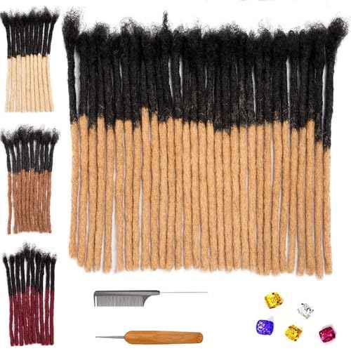 0.6 cm Thickness 14 Inch #T1B/27 30 Strands 100% Real Human Hair Dreadlock Extensions for Men and Women. Handmade for Full Head, Can Be Dyed and Bleached. Dreadlocks Bulk Permanent Locs
