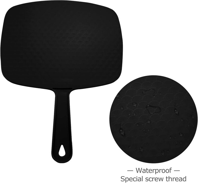 DVHOK 2Pcs Handheld Mirror, Portable Hand Mirror with Hanging Hole in Handle, Black 10.4" L x 7.4" W