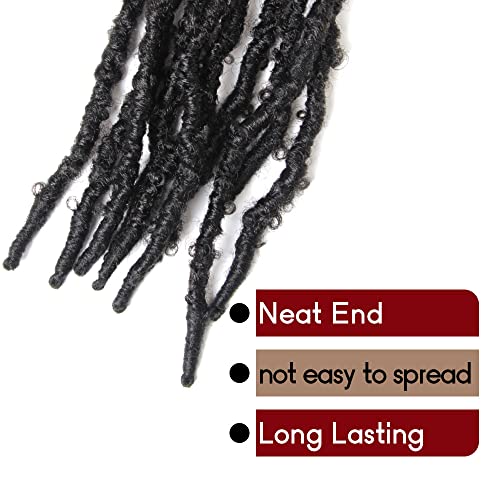BOHOBABE 24 Inch Light Weight Butterfly Locs Crochet Hair 8 Packs Long Black Distressed Butterfly Faux Locs Crochet Hair, 1B