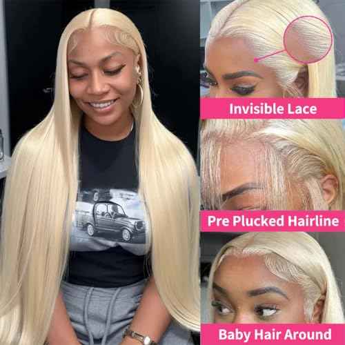613 Lace Front Wig Human Hair Blonde Wig Human Hair Straight 13x4 200% Density 26 Inch Glueless HD Lace Frontal Wig for Black Women Pre Plucked Hairline